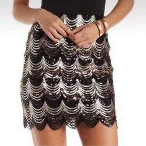 Charlotte Russe Black and Silver Sequin Mini Skirt